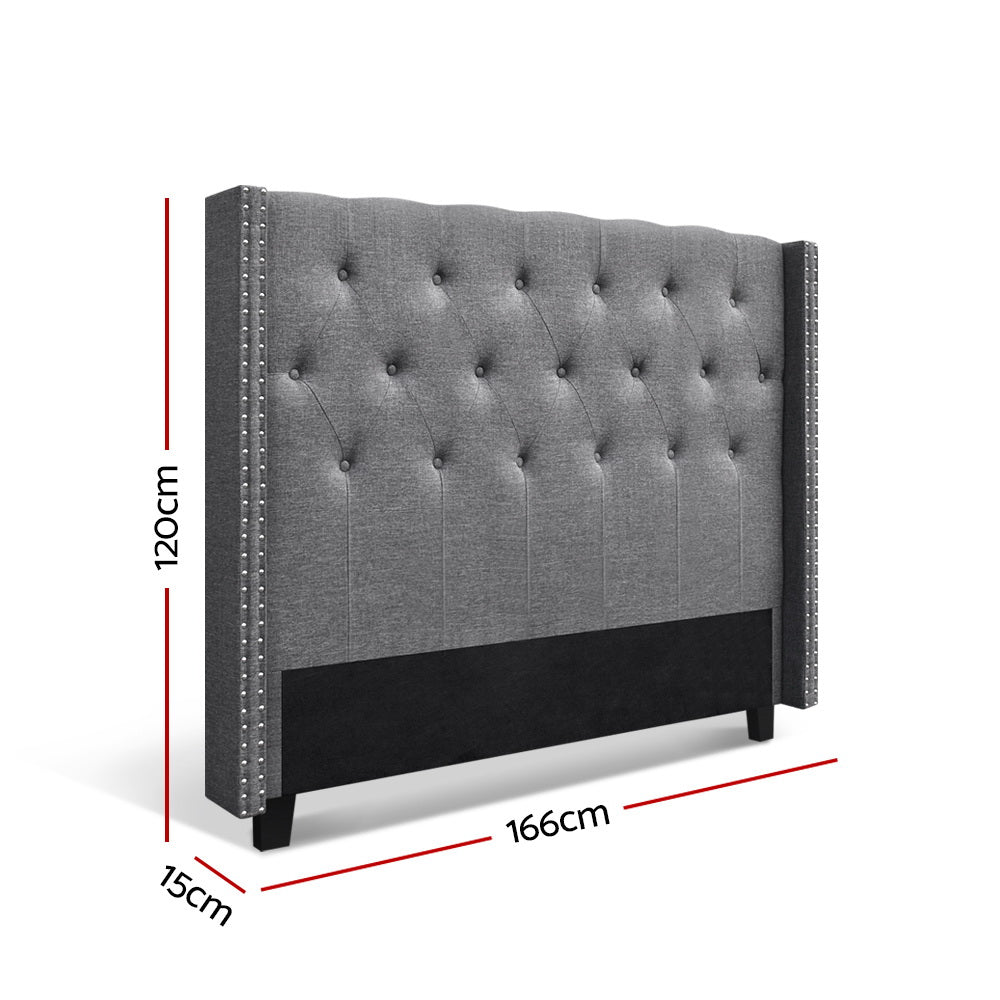 Artiss Bed Head Headboard Queen Size Bedhead Fabric Frame Base Grey LUCA-Furniture &gt; Bedroom - Peroz Australia - Image - 2