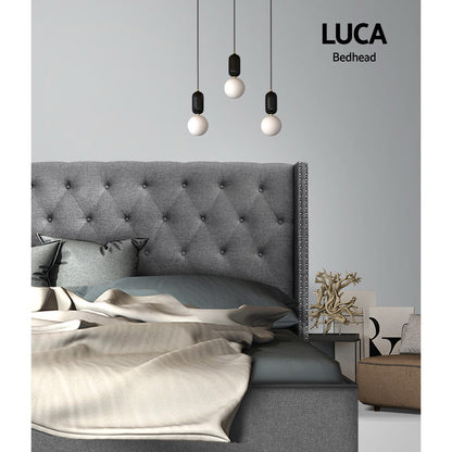 Artiss Bed Head Headboard Queen Size Bedhead Fabric Frame Base Grey LUCA-Furniture &gt; Bedroom - Peroz Australia - Image - 4