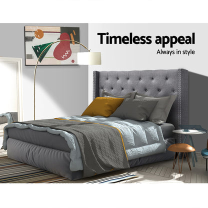 Artiss Bed Head Headboard Queen Size Bedhead Fabric Frame Base Grey LUCA-Furniture &gt; Bedroom - Peroz Australia - Image - 5