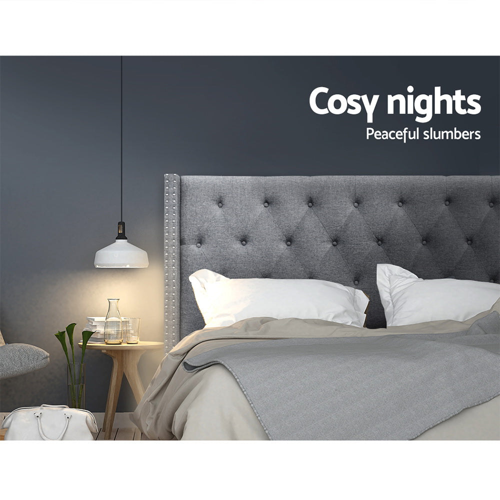 Artiss Bed Head Headboard Queen Size Bedhead Fabric Frame Base Grey LUCA-Furniture &gt; Bedroom - Peroz Australia - Image - 6