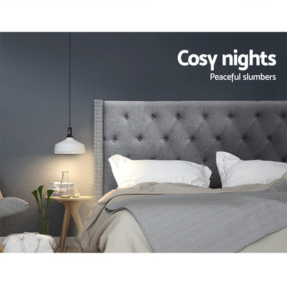 Artiss Bed Head Headboard Queen Size Bedhead Fabric Frame Base Grey LUCA-Furniture &gt; Bedroom - Peroz Australia - Image - 6