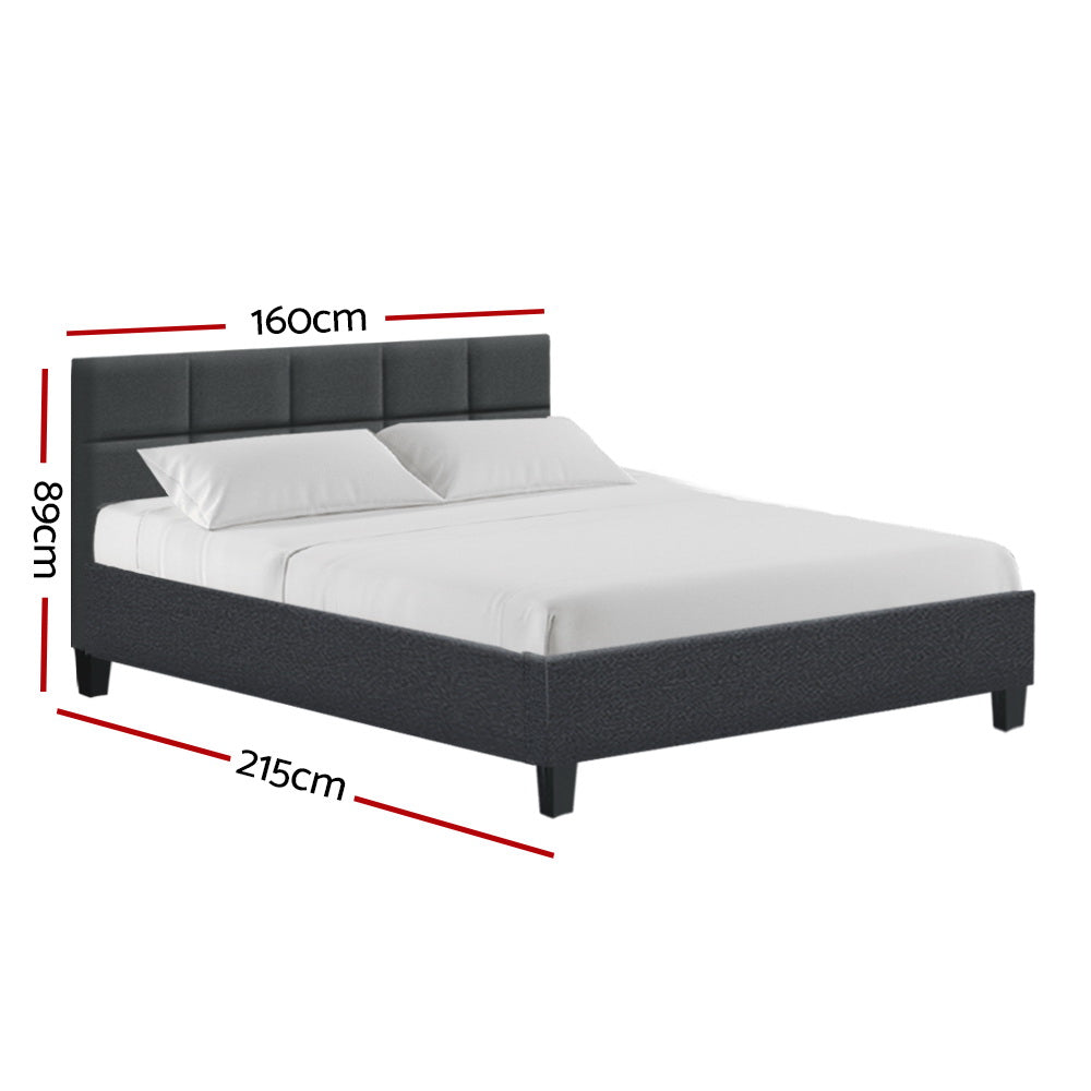Artiss Tino Bed Frame Queen Size Charcoal Fabric-Bed Frame - Peroz Australia - Image - 3