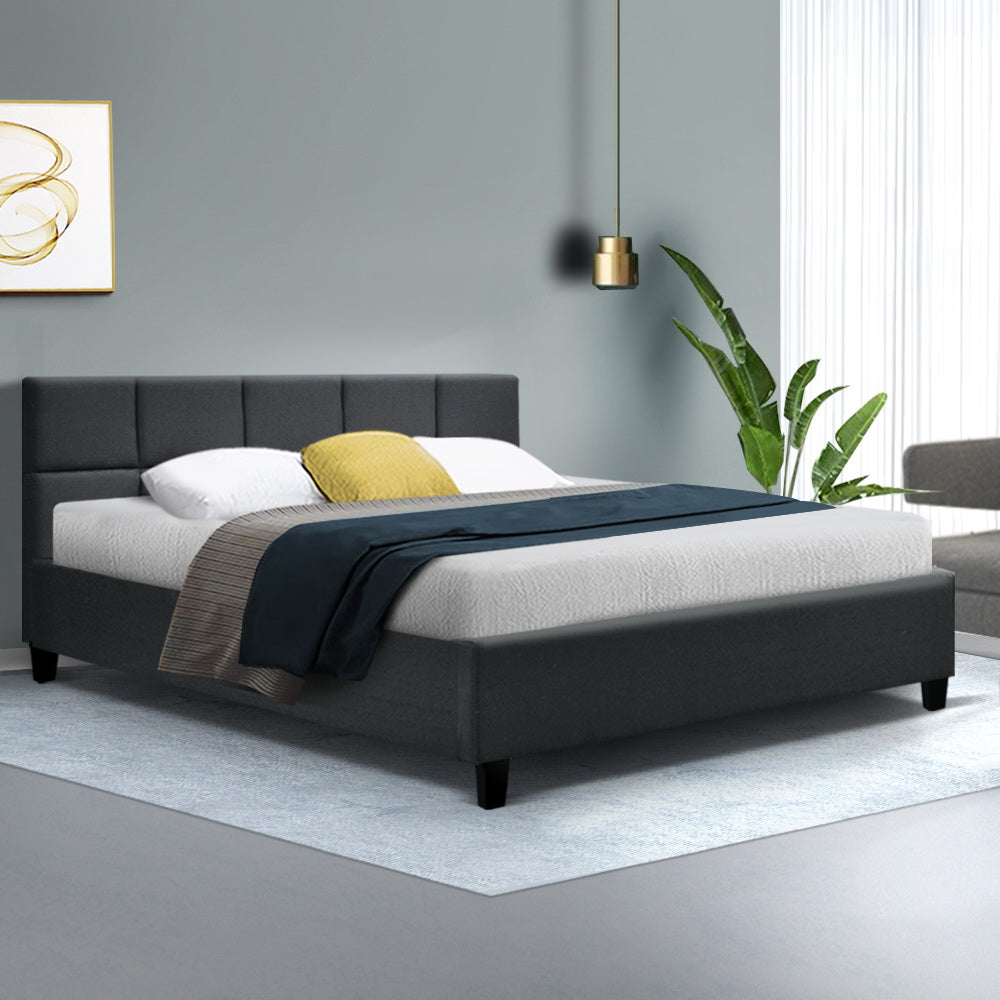 Artiss Tino Bed Frame Queen Size Charcoal Fabric-Bed Frame - Peroz Australia - Image - 1