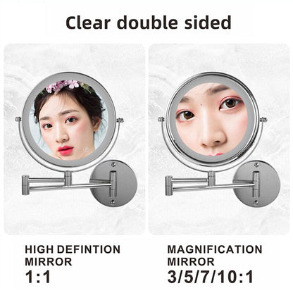 Anyvogue 8in Wall Mounted Smart LED Makeup Mirror Double Sided 3 Light Switch Touch Dimming Adjustable 10x Magnification USB Type-Makeup Mirror-PEROZ Accessories