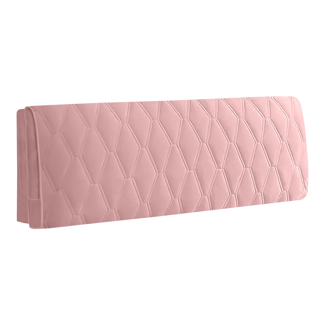 Anyhouz Headboard Cover Pink Zigzag Pattern Super Soft Smooth Quilted Velvet Bed Back Dust Protector Cover 100x70cm-Bed Headboard-PEROZ Accessories