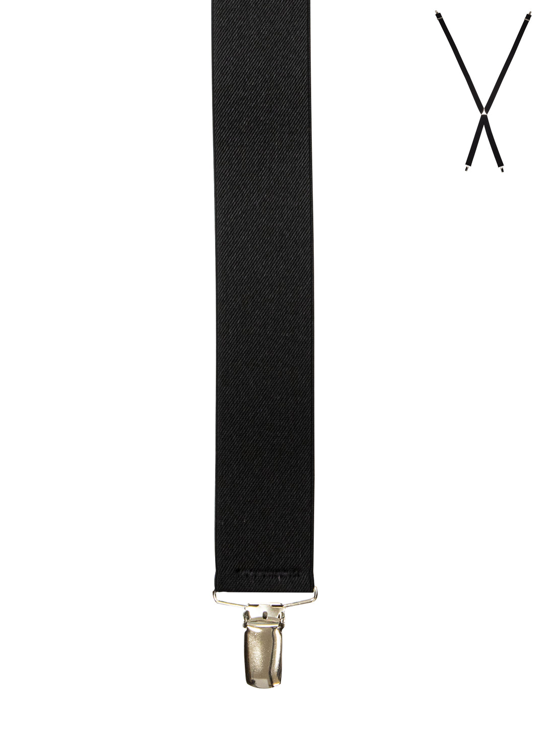 BRACES. X-Back with Nickel Clips. Plain Black. 25mm width.-Braces-PEROZ Accessories