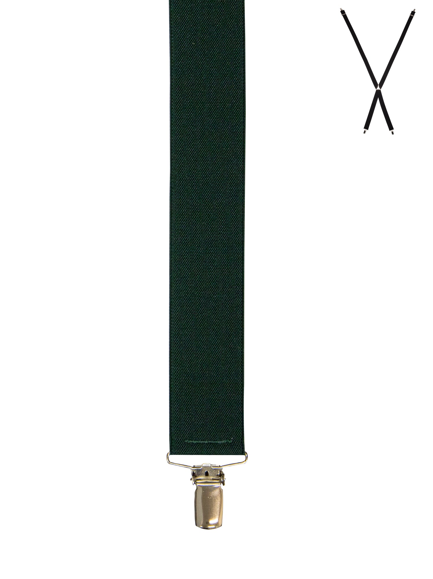 BRACES. X-Back with Nickel Clips. Plain Bottle Green. 35mm width.-Braces-PEROZ Accessories