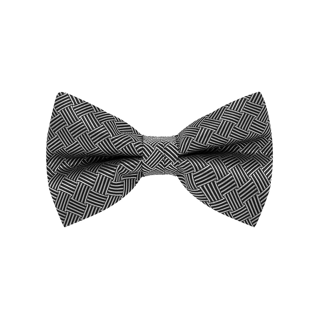 BOW TIE + POCKET SQUARE SET. Basket. Black/White. Supplied with matching pocket square.-Bow Ties-PEROZ Accessories