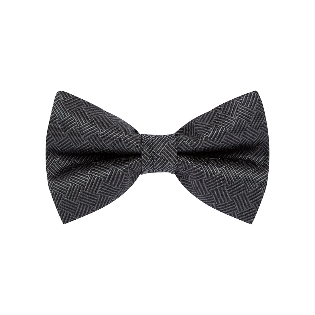 BOW TIE + POCKET SQUARE SET. Basket. Black. Supplied with matching pocket square.-Bow Ties-PEROZ Accessories