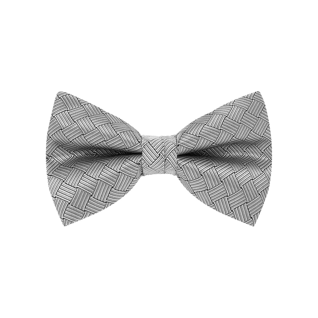 BOW TIE + POCKET SQUARE SET. Basket. Silver. Supplied with matching pocket square.-Bow Ties-PEROZ Accessories