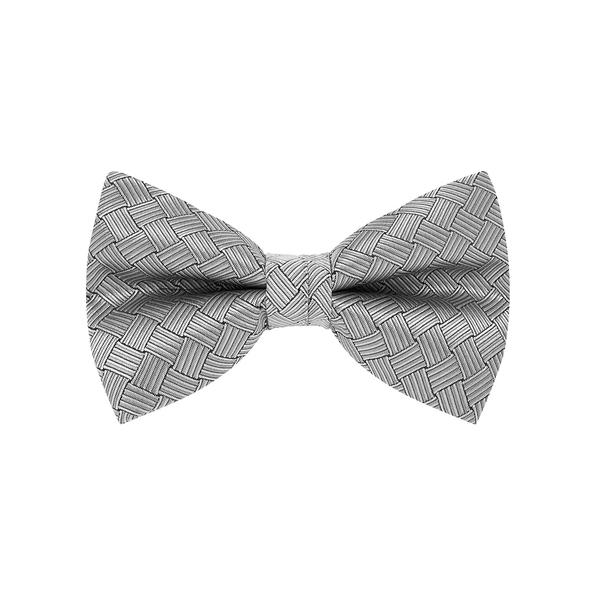 BOW TIE + POCKET SQUARE SET. Basket. Silver. Supplied with matching pocket square.-Bow Ties-PEROZ Accessories