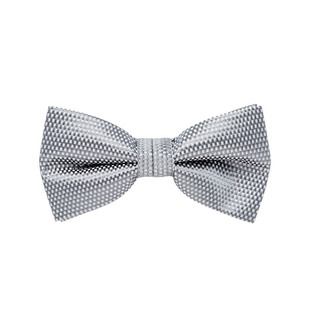BOW TIE + POCKET SQUARE SET. Carbon. Grey. Supplied with matching pocket square.-Bow Ties-PEROZ Accessories