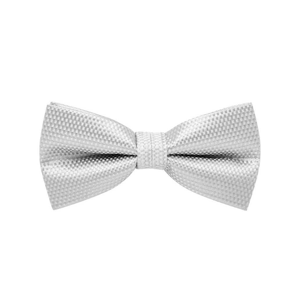 BOW TIE + POCKET SQUARE SET. Carbon. Silver. Supplied with matching pocket square.-Bow Ties-PEROZ Accessories