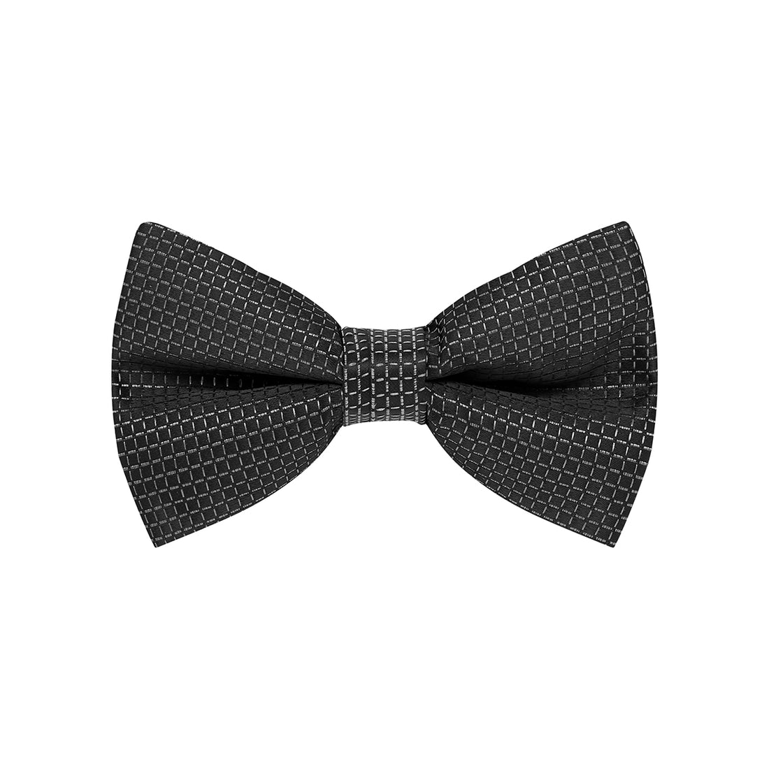 BOW TIE + POCKET SQUARE SET. Grid. Black. Supplied with matching pocket square.-Bow Ties-PEROZ Accessories