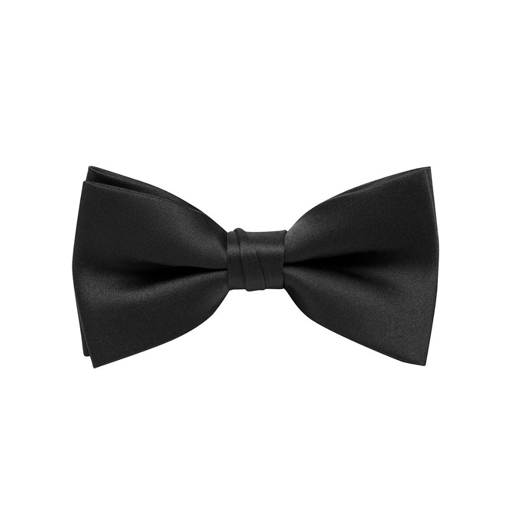 BOW TIE + POCKET SQUARE SET. Plain. Black/White. Supplied with a white pocket square.-Bow Ties-PEROZ Accessories