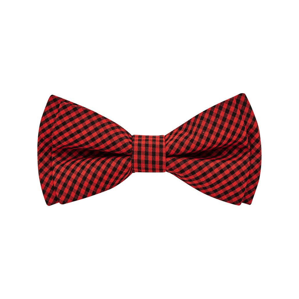 BOW TIE + POCKET SQUARE SET. Tartan. Red. Supplied with matching pocket square.-Bow Ties-PEROZ Accessories