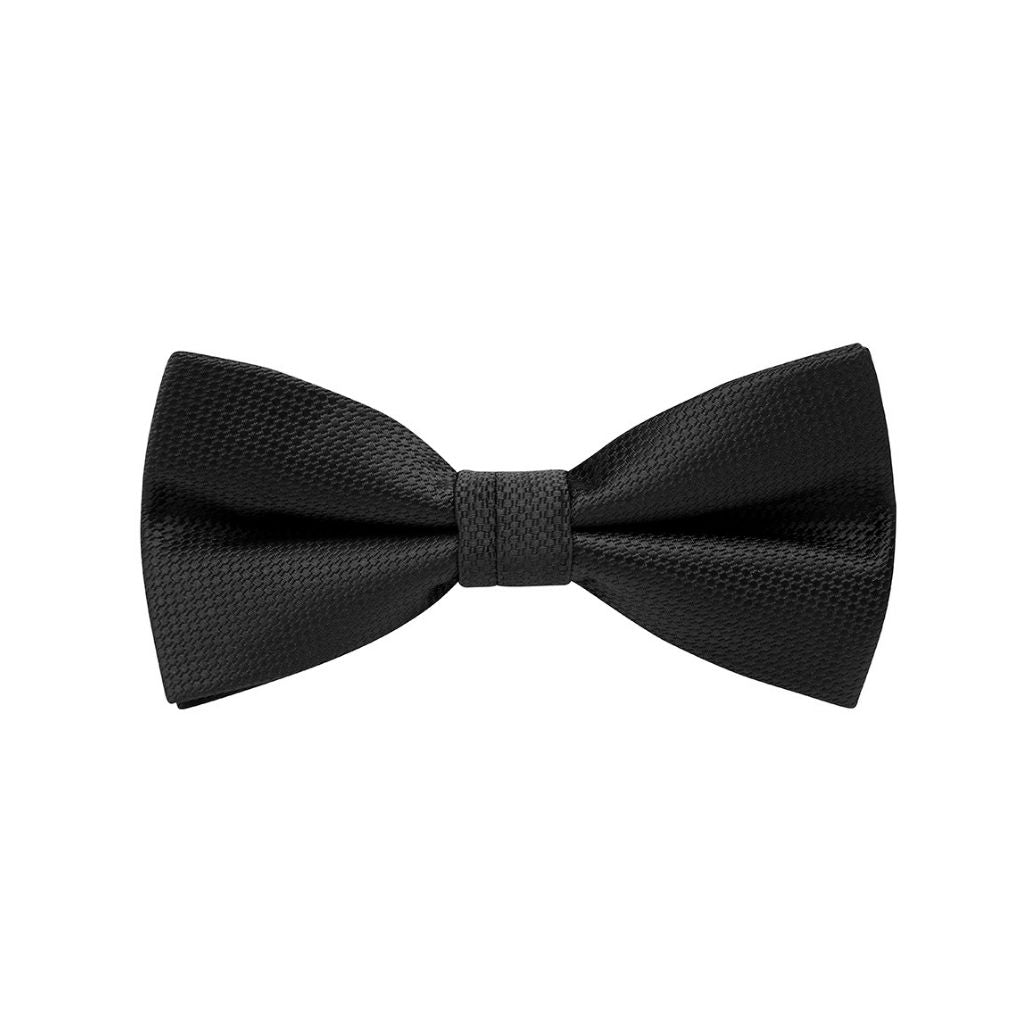 BOW TIE + POCKET SQUARE SET. Wedding. Black/White. Supplied with a white pocket square.-Bow Ties-PEROZ Accessories