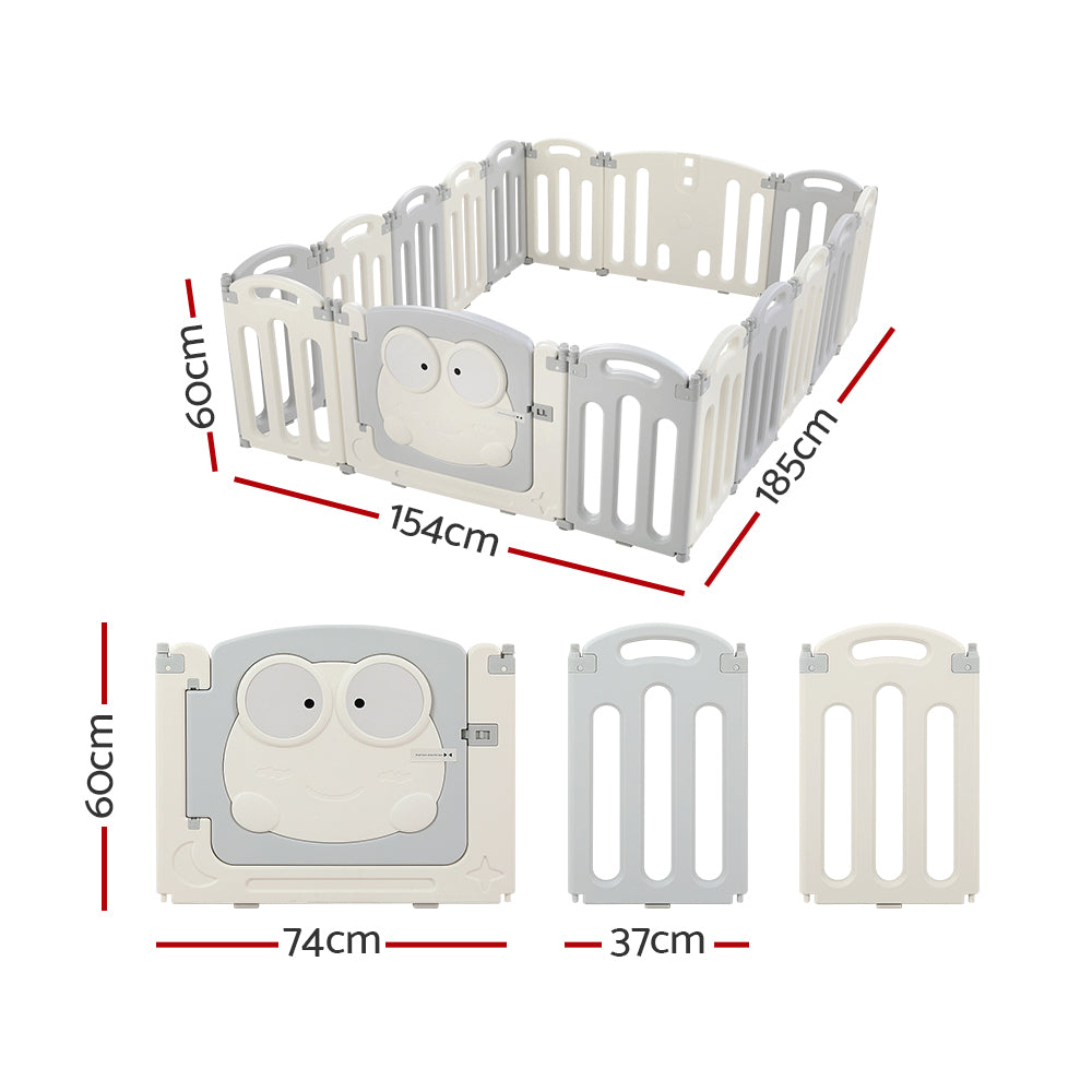 Keezi Baby Playpen 16 Panels Foldable Toddler Fence Safety Play Activity Centre-Baby &amp; Kids &gt; Nursing-PEROZ Accessories