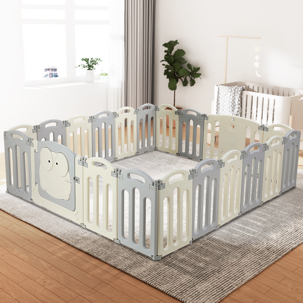 Keezi Baby Playpen 20 Panels Foldable Toddler Fence Safety Play Activity Centre-Baby &amp; Kids &gt; Nursing-PEROZ Accessories