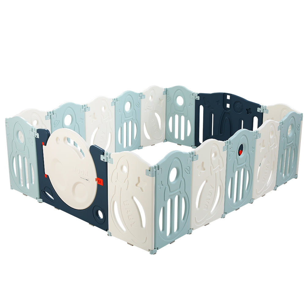 Keezi Baby Playpen 16 Panels Foldable Toddler Fence Safety Play Activity Barrier-Baby &amp; Kids &gt; Nursing-PEROZ Accessories