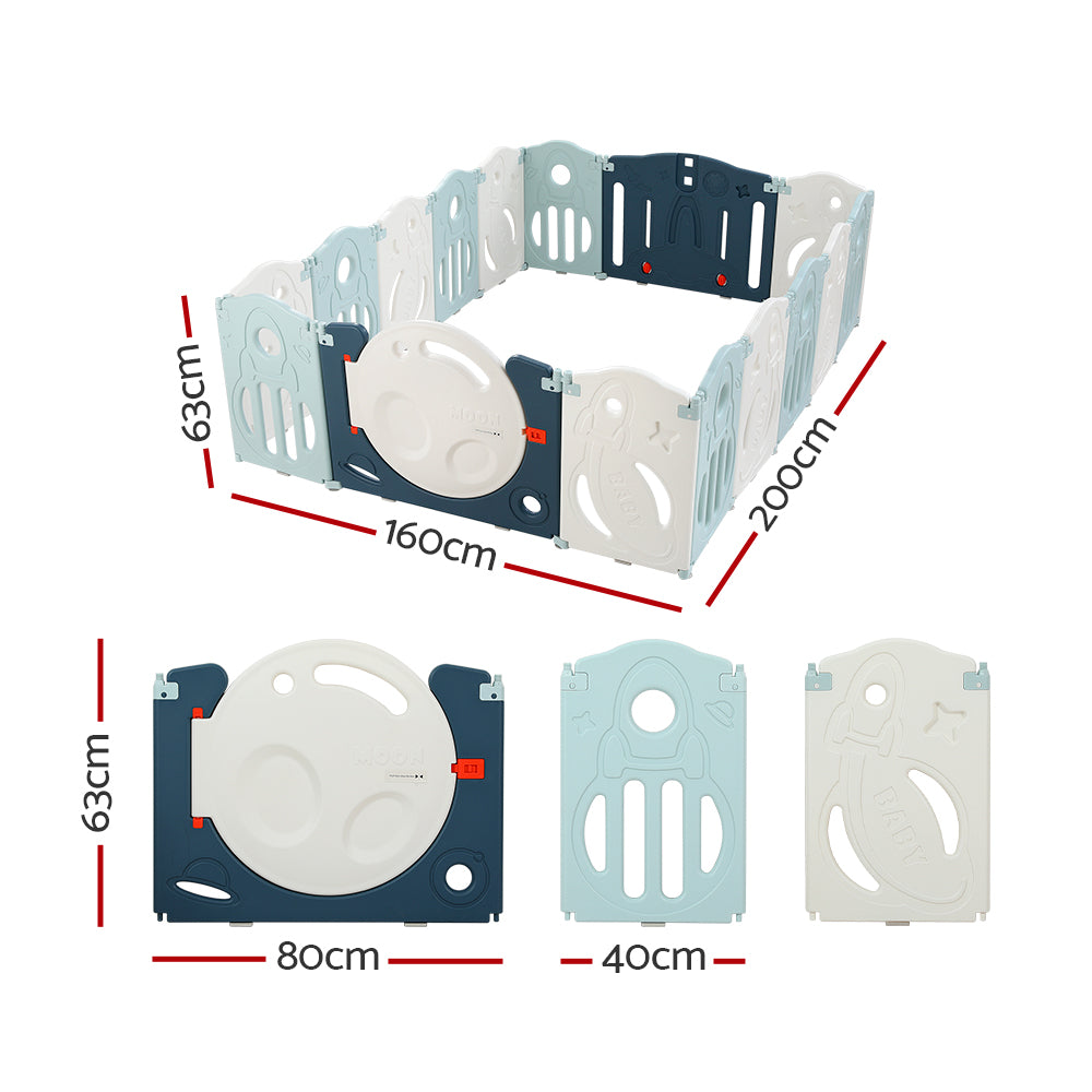 Keezi Baby Playpen 16 Panels Foldable Toddler Fence Safety Play Activity Barrier-Baby &amp; Kids &gt; Nursing-PEROZ Accessories