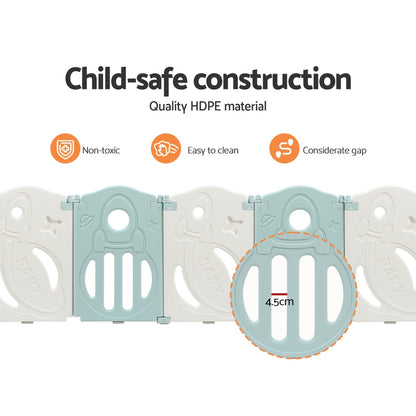Keezi Baby Playpen 16 Panels Foldable Toddler Fence Safety Play Activity Barrier-Baby &amp; Kids &gt; Nursing-PEROZ Accessories
