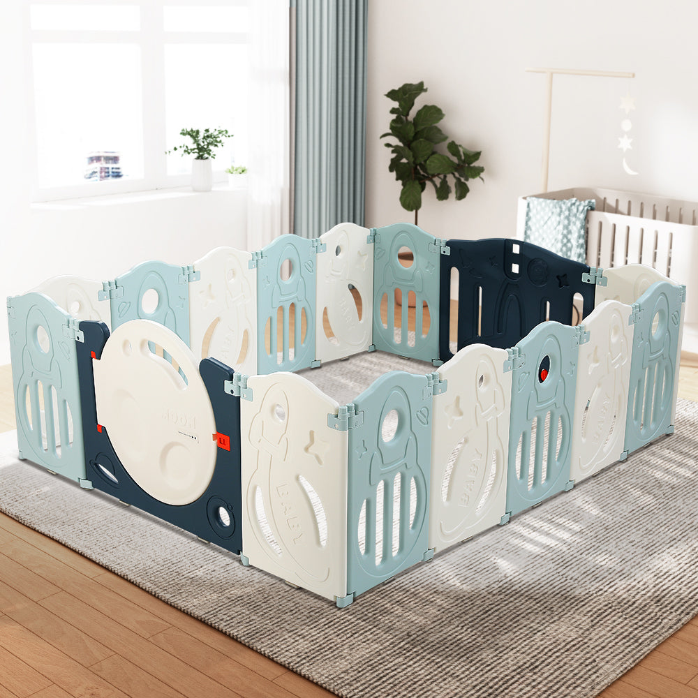 Keezi Baby Playpen 16 Panels Foldable Toddler Fence Safety Play Activity Barrier-Baby &amp; Kids &gt; Nursing-PEROZ Accessories