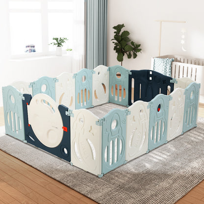 Keezi Baby Playpen 16 Panels Foldable Toddler Fence Safety Play Activity Barrier-Baby &amp; Kids &gt; Nursing-PEROZ Accessories