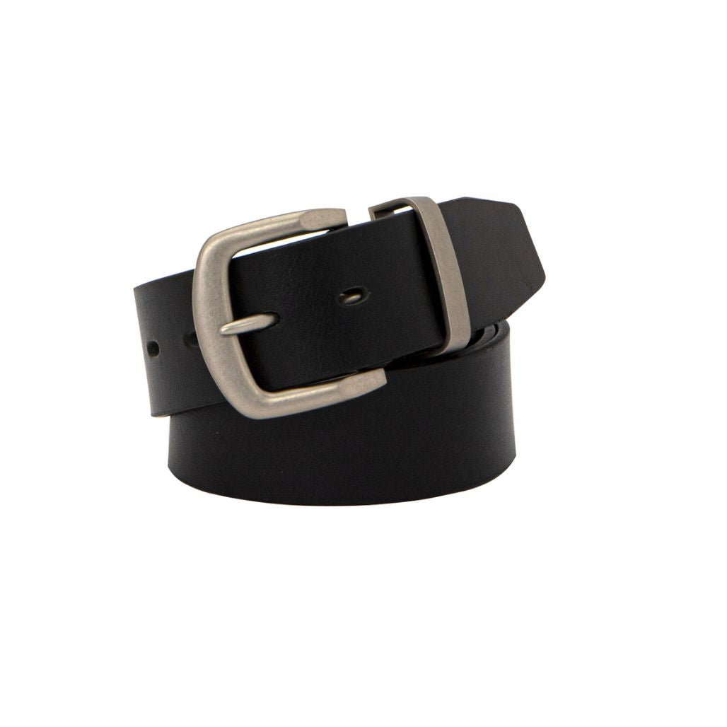 BRONCO Black. Full Grain Natural Leather Belt. 38mm width.-Full Grain Leather Belts-PEROZ Accessories