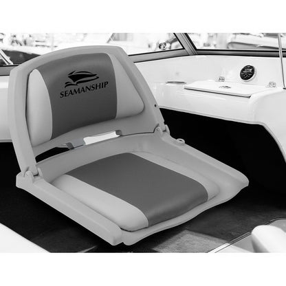 Seamanship Set of 2 Folding Swivel Boat Seats - Grey &amp; Charcoal-Outdoor &gt; Boating-PEROZ Accessories