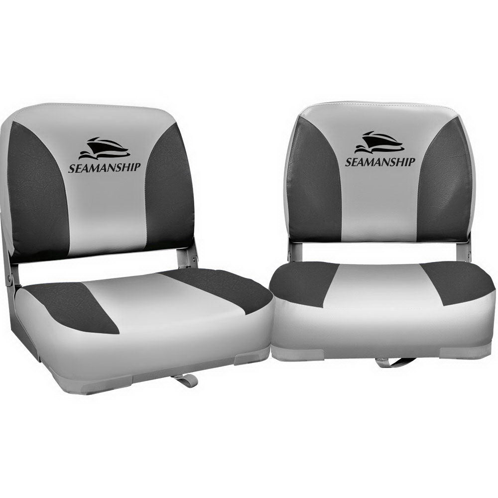 Seamanship Set of 2 Folding Swivel Boat Seats - Grey-Outdoor &gt; Boating-PEROZ Accessories