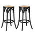 Oikiture Wooden Bar Stool 2pc Kitchen Vintage Barstool Rattan Dining Chair Black |PEROZ Australia