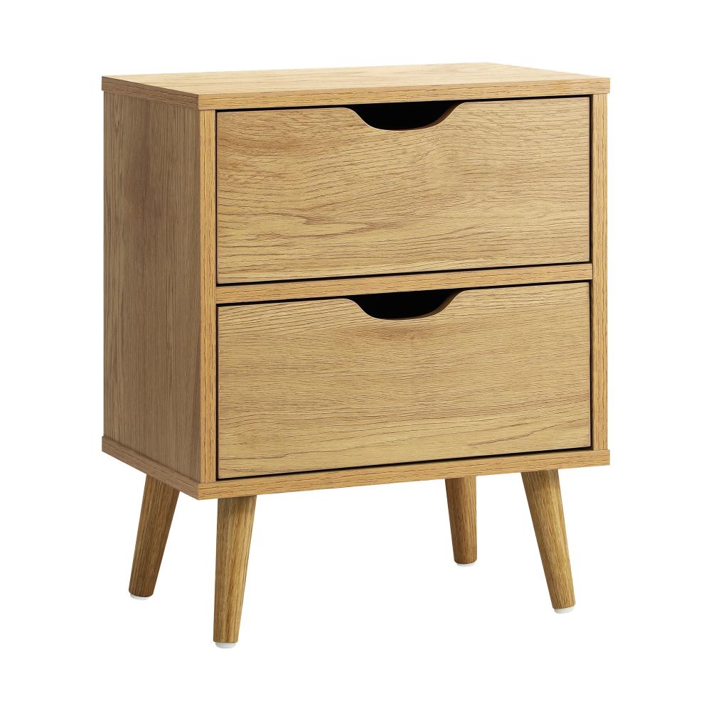 Oikiture Bedside Tables 2 Drawers Side Table Nightstand Storage Cabinet Wood-Bedside Table-PEROZ Accessories