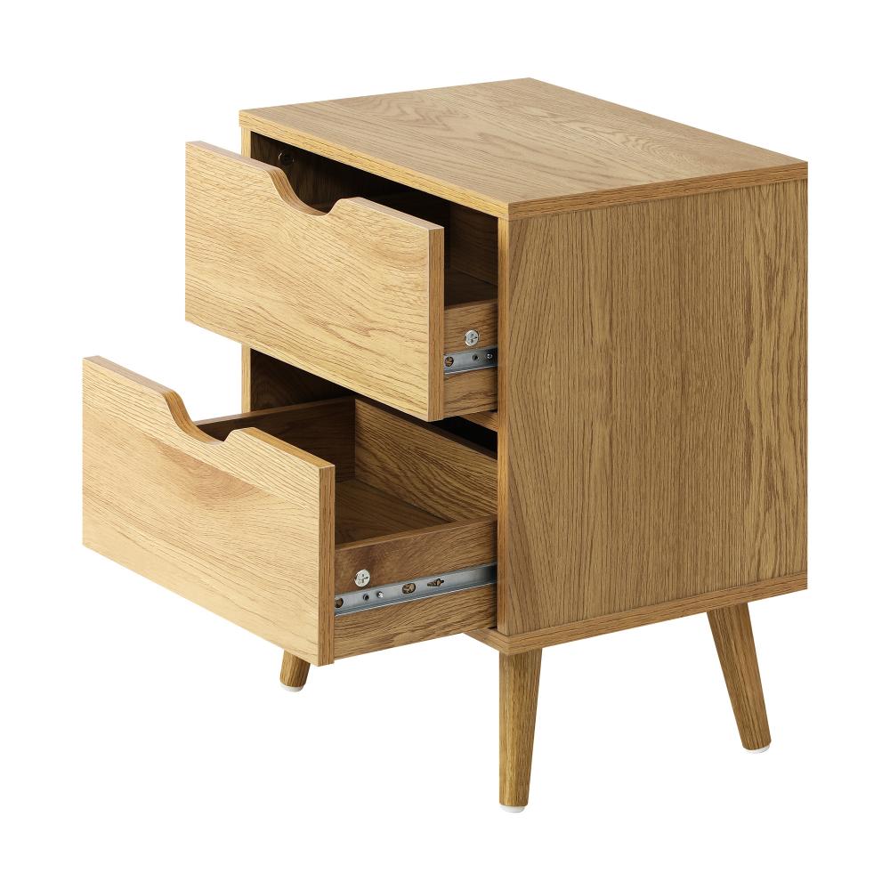 Oikiture Bedside Tables 2 Drawers Side Table Nightstand Storage Cabinet Wood-Bedside Table-PEROZ Accessories