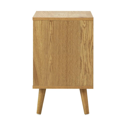 Oikiture Bedside Tables 2 Drawers Side Table Nightstand Storage Cabinet Wood-Bedside Table-PEROZ Accessories