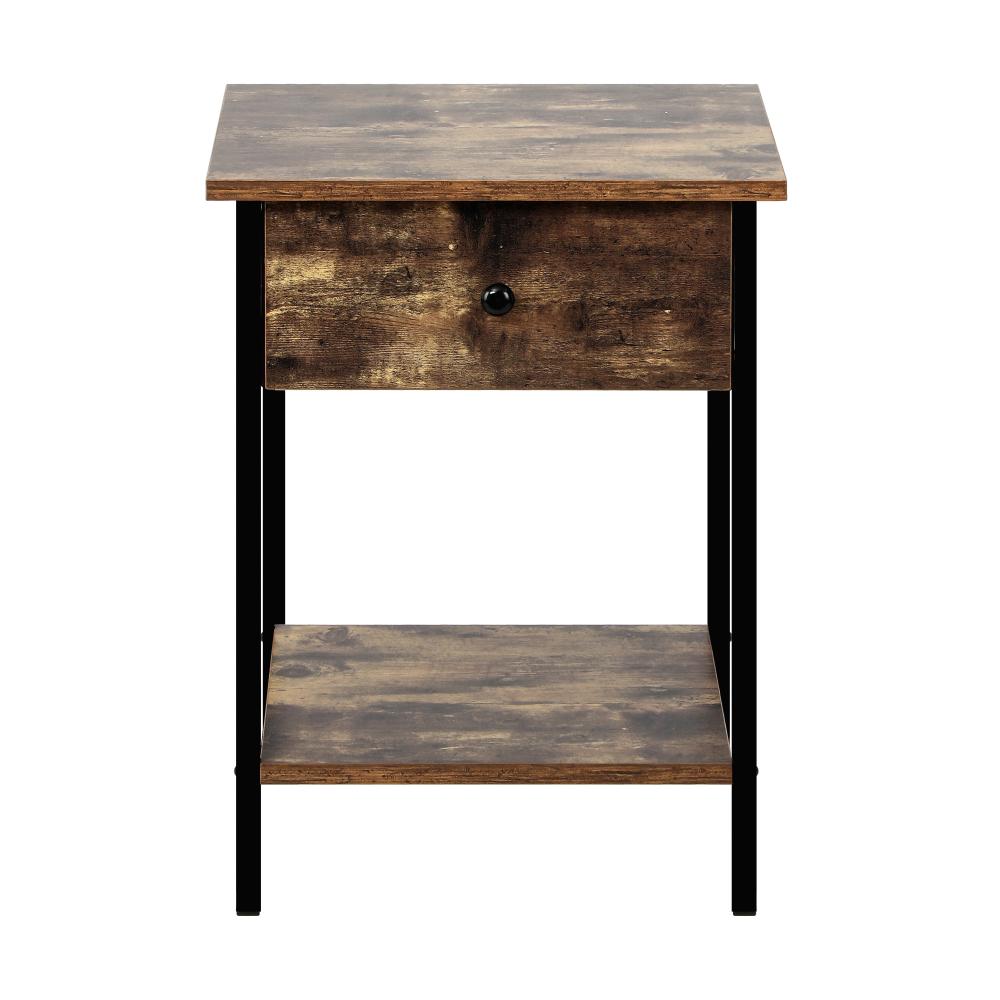 Oikiture Bedside Table with Drawer and Storage Shelf, Metal Frame Nightstand Cabinet-Bedside Table-PEROZ Accessories