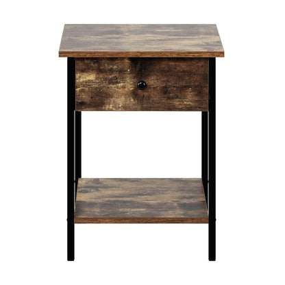 Oikiture Bedside Table with Drawer and Storage Shelf, Metal Frame Nightstand Cabinet-Bedside Table-PEROZ Accessories
