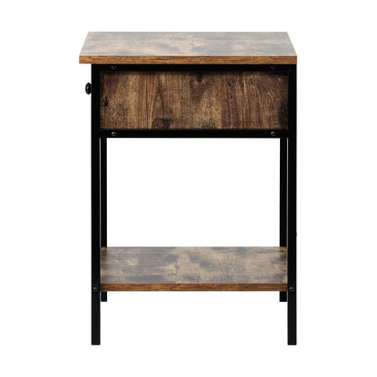 Oikiture Bedside Table with Drawer and Storage Shelf, Metal Frame Nightstand Cabinet-Bedside Table-PEROZ Accessories