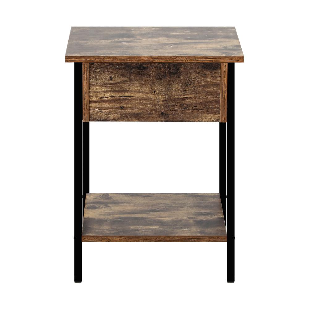 Oikiture Bedside Table with Drawer and Storage Shelf, Metal Frame Nightstand Cabinet-Bedside Table-PEROZ Accessories