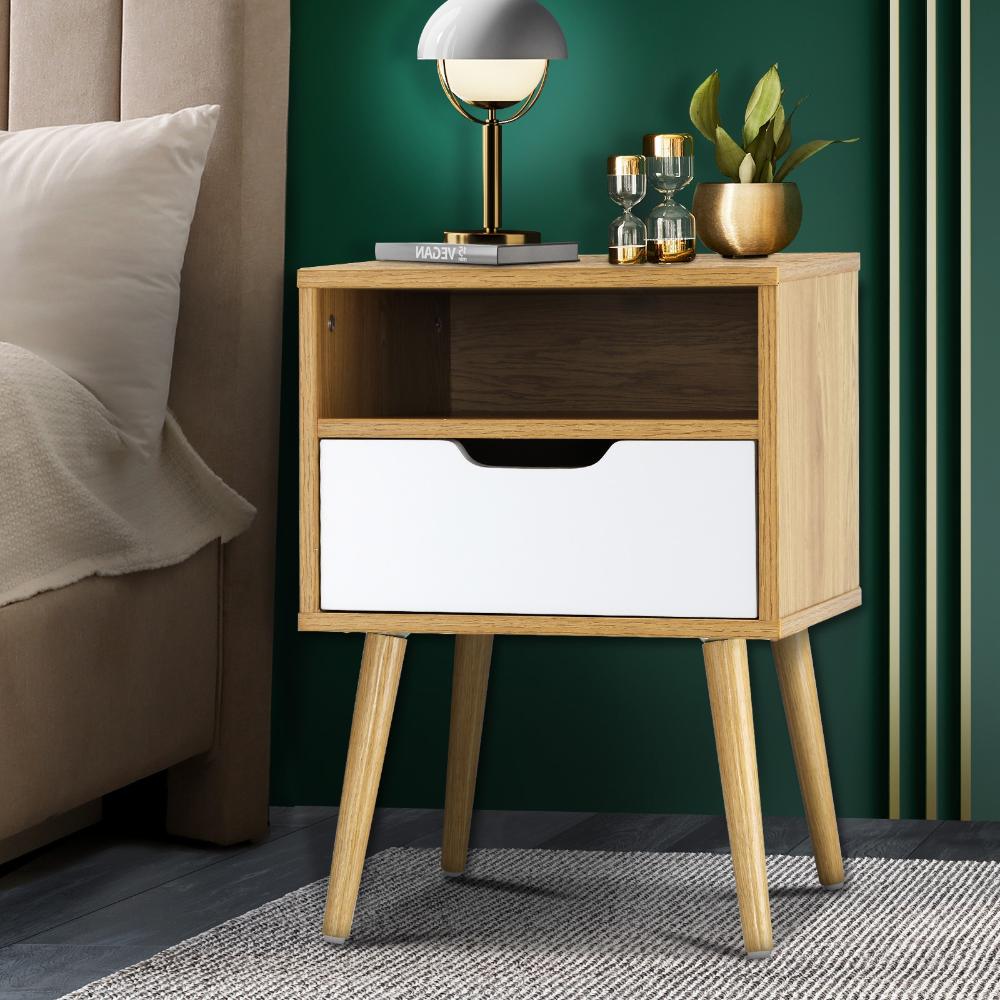 Oikiture Bedside Table Drawers Side Tables Nightstand Trendy Furniture Cabinet-Bedside Table-PEROZ Accessories
