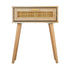 Oikiture Bedside Table Drawers Bedroom Wood Cabinet Nightstand Rattan Furniture-Bedside Table-PEROZ Accessories