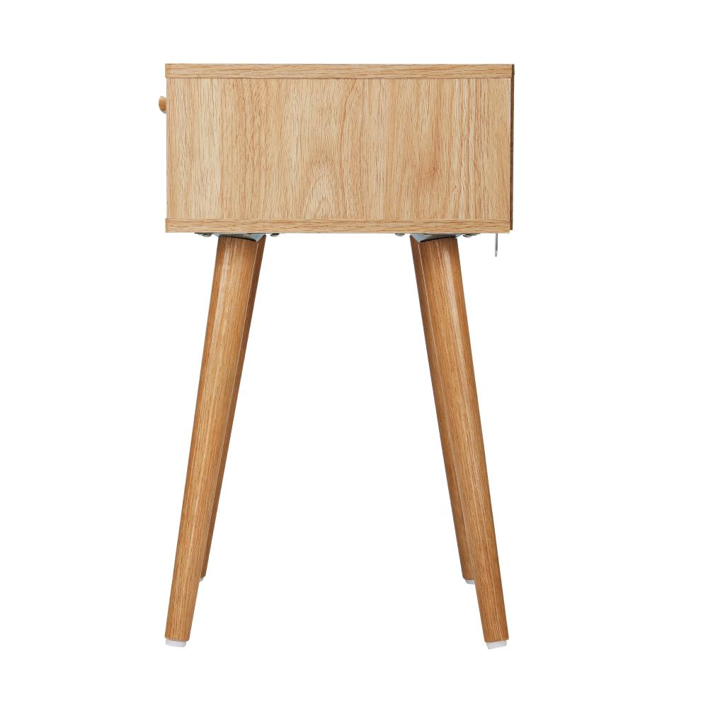 Oikiture Bedside Table Drawers Bedroom Wood Cabinet Nightstand Rattan Furniture-Bedside Table-PEROZ Accessories