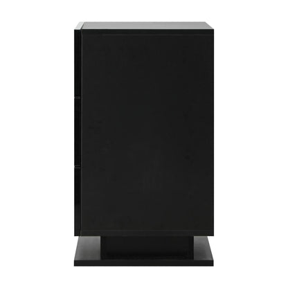 Oikiture Bedside Table RGB LED Nightstand Cabinet 3 Drawers Side Table Home Bedroom Furniture-Black-Bedside Table-PEROZ Accessories