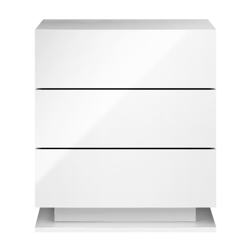 Oikiture Bedside Table RGB LED Nightstand Cabinet 3 Drawers Side Table Furniture-Bedside Table-PEROZ Accessories