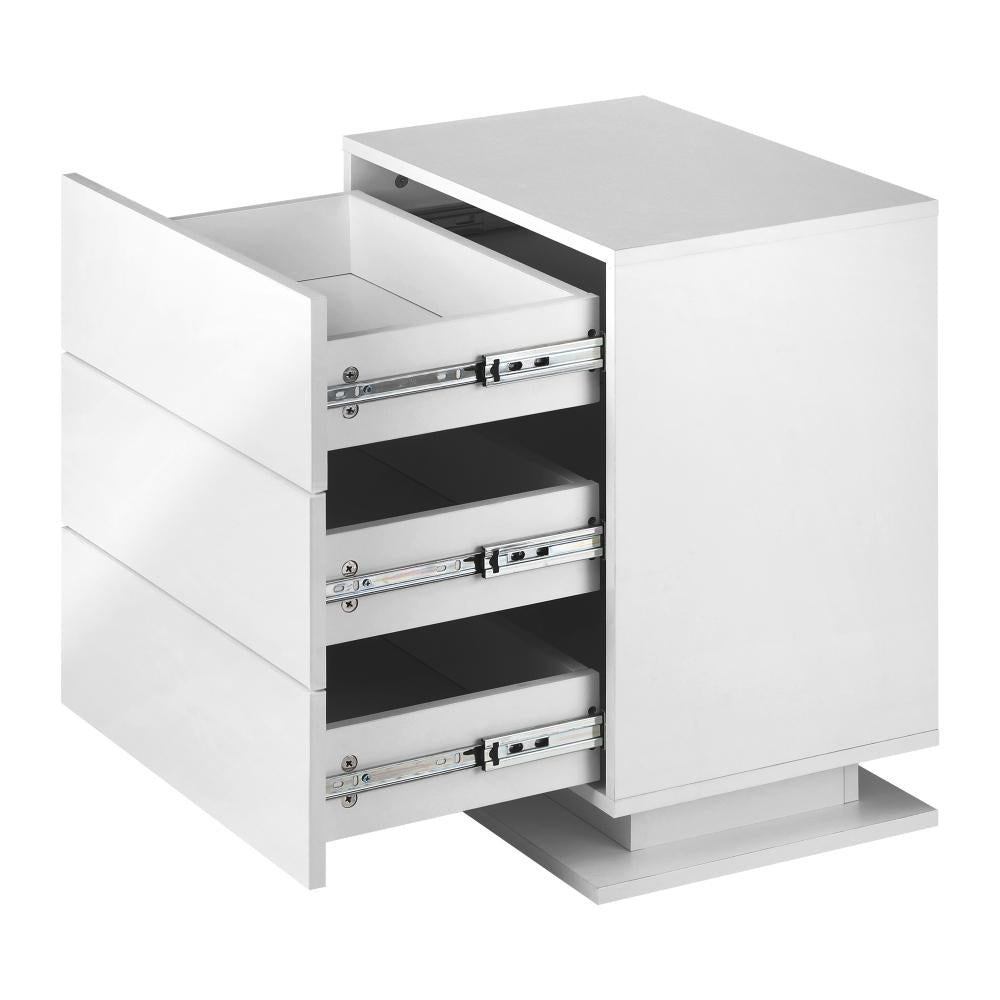 Oikiture Bedside Table RGB LED Nightstand Cabinet 3 Drawers Side Table Furniture-Bedside Table-PEROZ Accessories