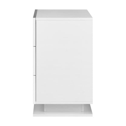 Oikiture Bedside Table RGB LED Nightstand Cabinet 3 Drawers Side Table Furniture-Bedside Table-PEROZ Accessories