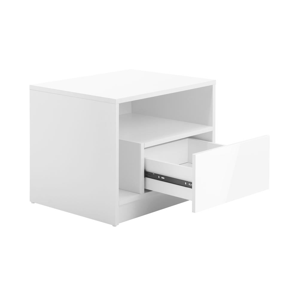 Shop Oikiture Bedside Tables Side Table RGB LED Drawers High Gloss Furniture White  | PEROZ Australia