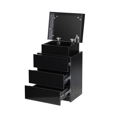 Oikiture Bedside Table RGB LED Nightstand Cabinet 3 Drawers Side Table Furniture Black-Bedside Table-PEROZ Accessories