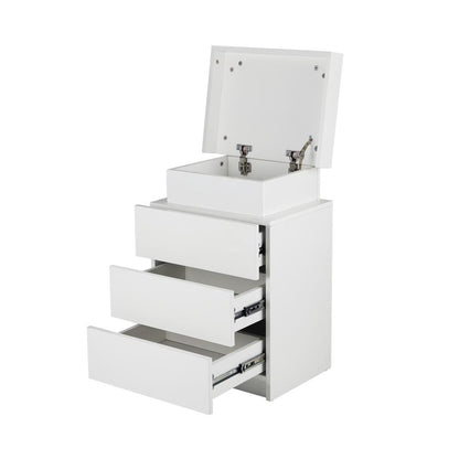 Oikiture Bedside Table RGB LED Nightstand Cabinet 3 Drawers Side Table Furniture White-Bedside Table-PEROZ Accessories
