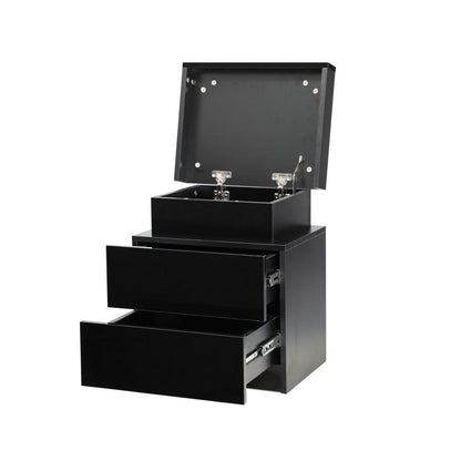 Oikiture Bedside Table RGB LED Nightstand Cabinet 2 Drawers Side Table Furniture Black-Bedside Table-PEROZ Accessories